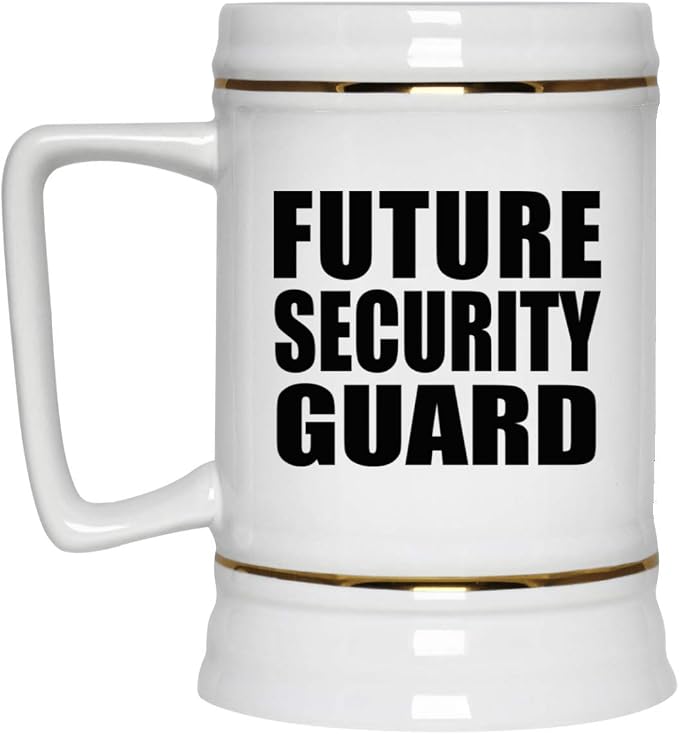 Подарки от Designsify, кружка для пива Future Security Guard, керамическая кружка-бокал объемом 22 унции с ручкой для заморозки — идеальный подарок на день рождения, годовщину, Рождество, День матери, День отца, вечеринку, для мужчин, женщин, для него, для нее, для друга.
