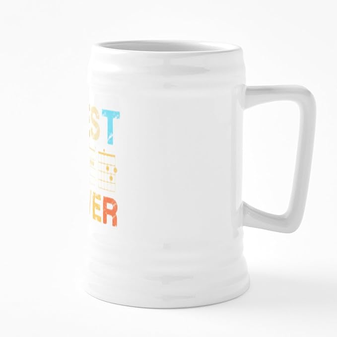 CafePress Лучший папа на свете! Керамическая пивная кружка объемом 25 унций с изображением гитары.