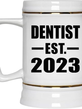 Designsify Gifts, Стоматолог, Основана в 2023 году, Керамическая кружка-бокал для пива объемом 22 унции с ручкой, подходит для заморозки — для дня рождения, годовщины, Рождества, Дня матери, Дня отца, вечеринки, для мужчин, женщин, для него и для нее.