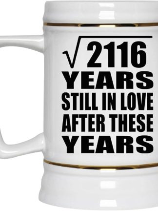 Подарки от Designsify, 46-я годовщина, квадратный корень из 2116 лет, все еще любим, керамическая кружка-бокал объемом 22 унции с ручкой для заморозки — для дня рождения, Рождества, Дня матери, Дня отца, вечеринки.