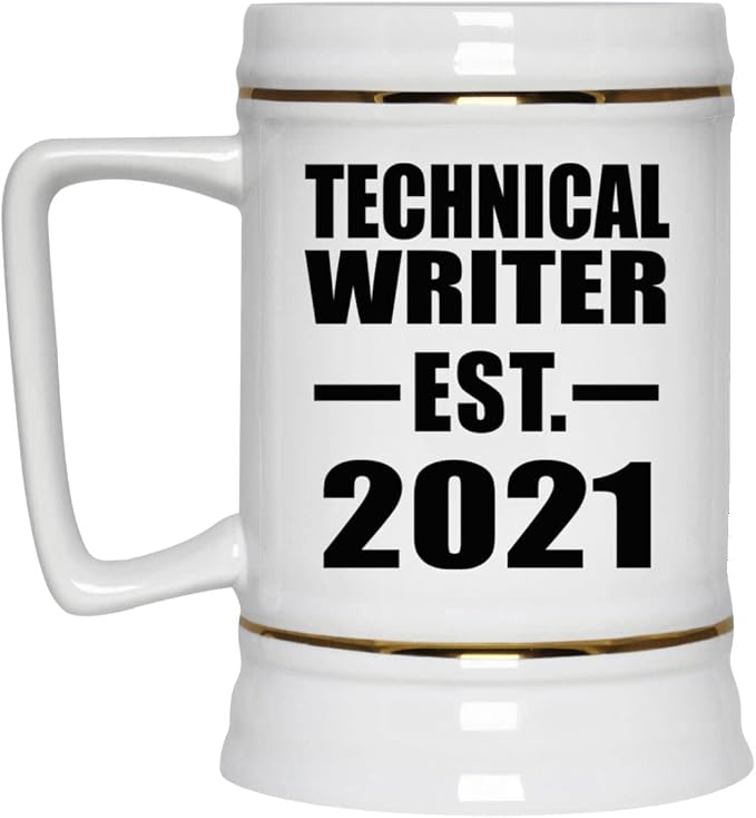Designsify Gifts, технический писатель, основано в 2021 году, керамическая кружка-бокал объемом 22 унции с ручкой для заморозки — для дня рождения, годовщины, Рождества, Дня матери, Дня отца, вечеринки, для мужчин и женщин.