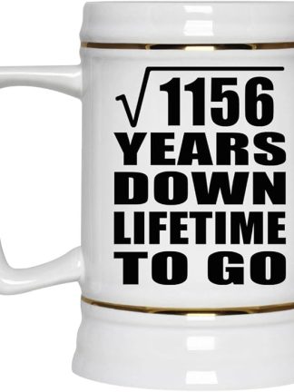 Подарки от Designsify, 34-я годовщина, квадратный корень из 1156 лет, керамическая кружка-бокал объемом 22 унции с ручкой для заморозки — для дня рождения, Рождества, Дня матери, Дня отца и вечеринки.