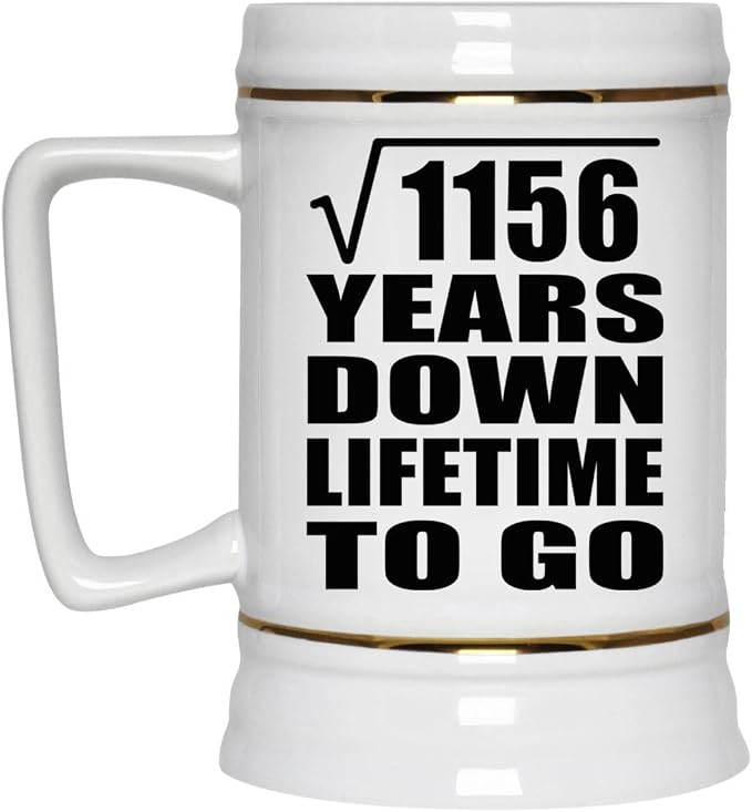 Подарки от Designsify, 34-я годовщина, квадратный корень из 1156 лет, керамическая кружка-бокал объемом 22 унции с ручкой для заморозки — для дня рождения, Рождества, Дня матери, Дня отца и вечеринки.
