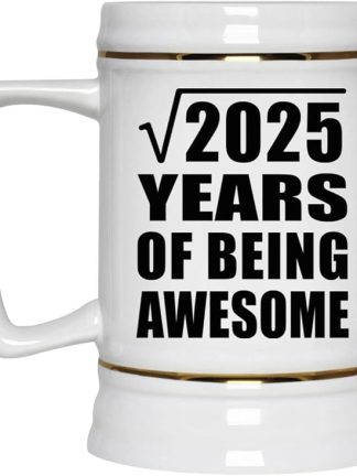 Подарки от Designsify, 45-летие, квадратный корень из 2025, годы быть потрясающим, керамическая кружка-бокал объемом 22 унции с ручкой для заморозки — для годовщины, Рождества, Дня матери, Дня отца, вечеринки