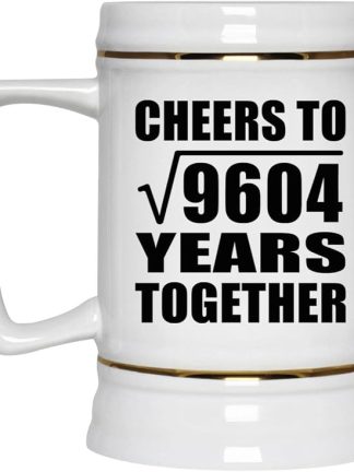 Подарки от Designsify, 98-я годовщина: «За квадратный корень из 9604 лет вместе!», керамическая кружка-бокал объемом 22 унции с ручкой для заморозки — для дня рождения, Рождества, Дня матери, Дня отца.