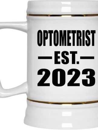 Designsify Gifts, Оптометрист, основан в 2023 году, Керамическая кружка-бокал для пива объемом 22 унции с ручкой, подходит для заморозки — для дня рождения, годовщины, Рождества, Дня матери, Дня отца, вечеринки, для мужчин, женщин и него.