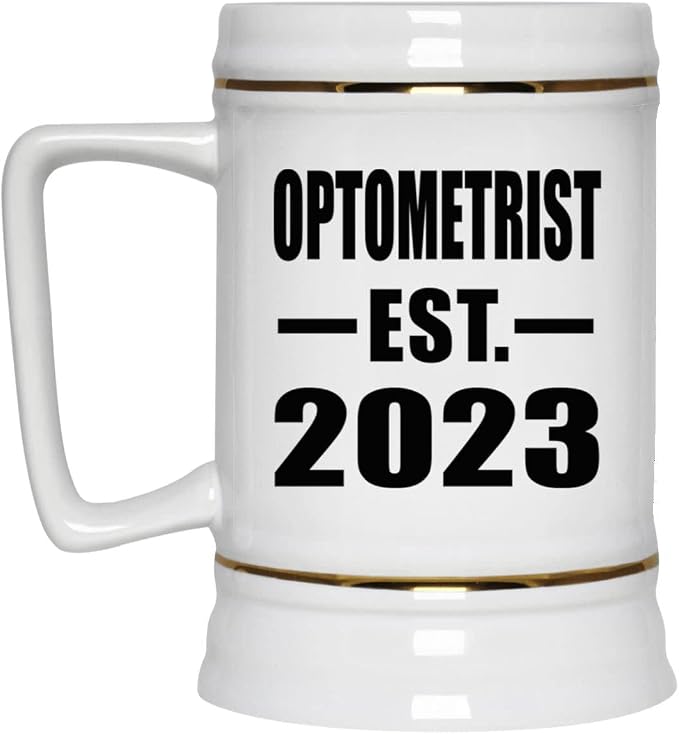 Designsify Gifts, Оптометрист, основан в 2023 году, Керамическая кружка-бокал для пива объемом 22 унции с ручкой, подходит для заморозки — для дня рождения, годовщины, Рождества, Дня матери, Дня отца, вечеринки, для мужчин, женщин и него.