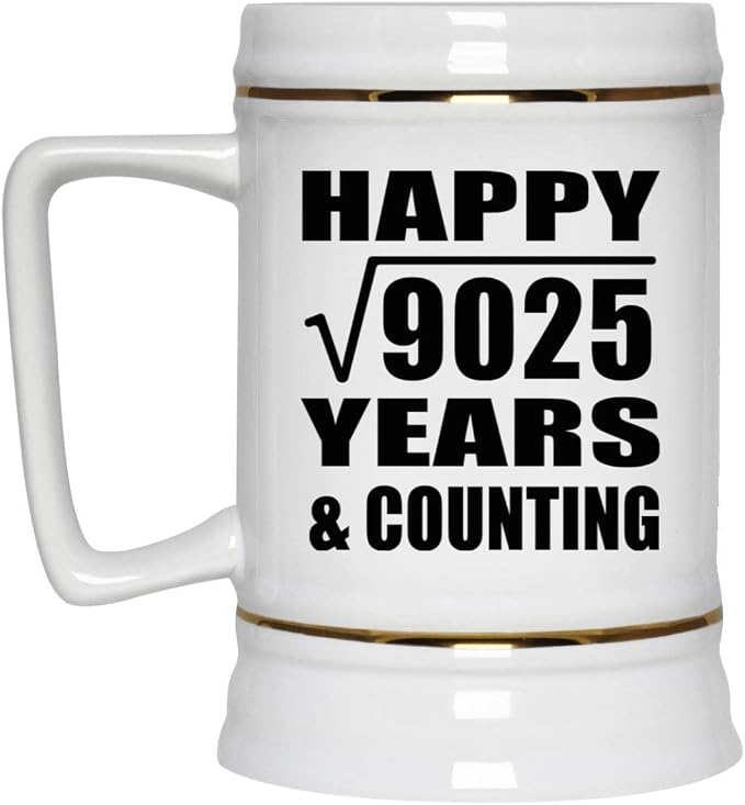 Подарки от Designsify, Счастливой 95-й годовщины! Квадратный корень из 9025 лет и это еще не конец! Керамическая кружка-бокал объемом 22 унции с ручкой для заморозки — для дня рождения, Рождества, Дня матери, Дня отца и вечеринки.