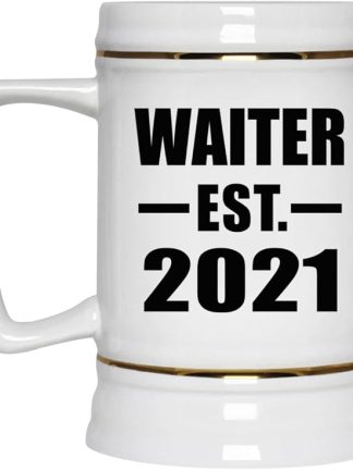 Designsify Gifts, Waiter, основано в 2021 году, керамическая кружка-бокал объемом 22 унции с ручкой для заморозки — для дня рождения, годовщины, Рождества, Дня матери, Дня отца, вечеринки, для мужчин, женщин, для него и для нее.