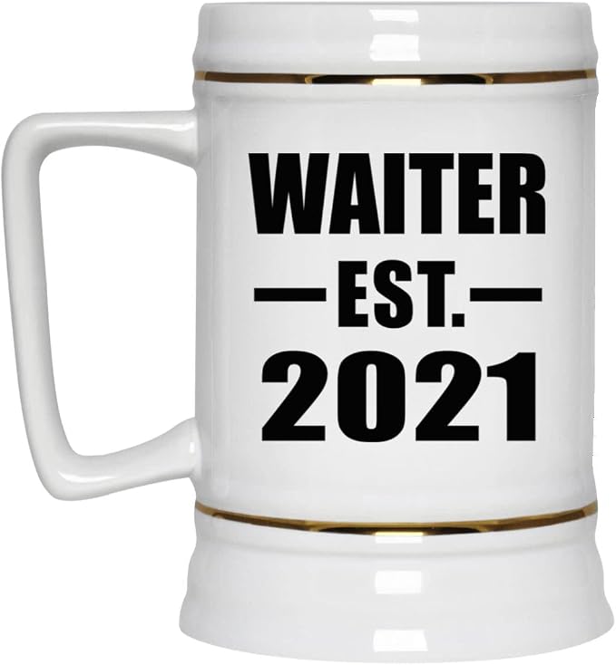 Designsify Gifts, Waiter, основано в 2021 году, керамическая кружка-бокал объемом 22 унции с ручкой для заморозки — для дня рождения, годовщины, Рождества, Дня матери, Дня отца, вечеринки, для мужчин, женщин, для него и для нее.