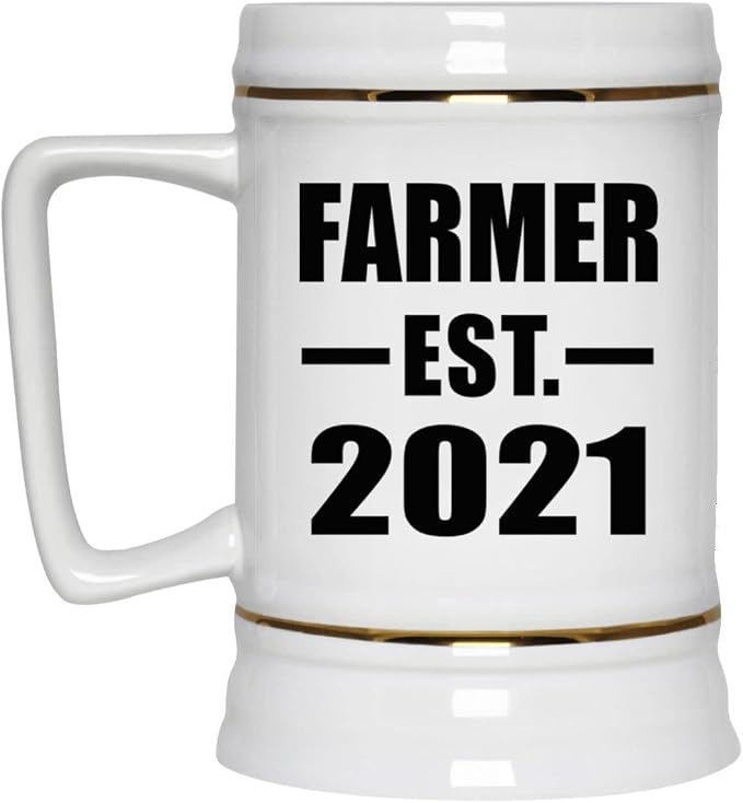 Designsify Gifts, Farmer, основано в 2021 году, керамическая кружка-бокал объемом 22 унции с ручкой для заморозки — для дня рождения, годовщины, Рождества, Дня матери, Дня отца, вечеринки, для мужчин, женщин, для него и для нее.