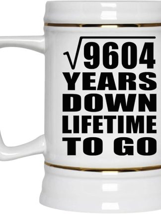 Подарки от Designsify, 98-я годовщина, квадратный корень из 9604 лет, керамическая кружка-бокал объемом 22 унции с ручкой для заморозки — для дня рождения, Рождества, Дня матери, Дня отца, вечеринки.