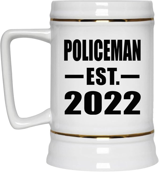 Designsify Gifts, пивная кружка Policeman, основанная в 2022 году, керамическая, объемом 22 унции, с ручкой, для заморозки — подарок на день рождения, годовщину, Рождество, День матери, День отца, вечеринку, для мужчин, женщин и него.