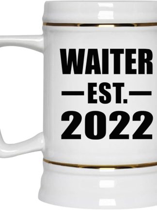 Designsify Gifts, Waiter, основано в 2022 году, керамическая кружка-бокал объемом 22 унции с ручкой для заморозки — для дня рождения, годовщины, Рождества, Дня матери, Дня отца, вечеринки, для мужчин, женщин, для него и для нее.