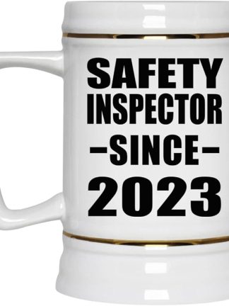 Designsify Gifts, Инспектор по технике безопасности с 2023 года, Керамическая кружка-бокал объемом 22 унции с ручкой для заморозки — для дня рождения, годовщины, Рождества, Дня матери, Дня отца, вечеринки, для мужчин, женщин, для него и для нее.
