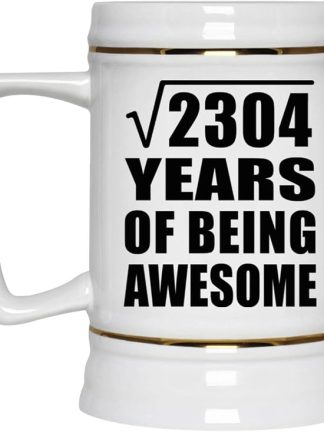 Подарки от Designsify, 48-летие, квадратный корень из 2304 лет быть потрясающим, керамическая кружка-бокал объемом 22 унции с ручкой для заморозки — для годовщины, Рождества, Дня матери, Дня отца, вечеринки