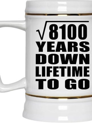 Подарки от Designsify, 90-летний юбилей, квадратный корень из 8100 лет, керамическая кружка-бокал объемом 22 унции с ручкой для заморозки — для дня рождения, Рождества, Дня матери, Дня отца и вечеринки.