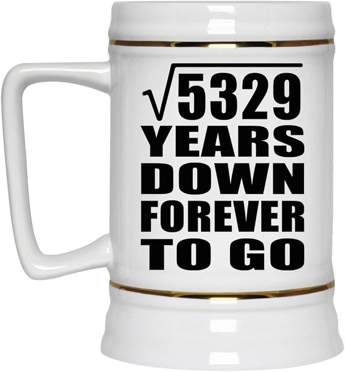 Подарки от Designsify, 73-я годовщина, квадратный корень из 5329 лет, навсегда, керамическая кружка-бокал объемом 22 унции с ручкой для заморозки — для дня рождения, Рождества, Дня матери, Дня отца, вечеринки
