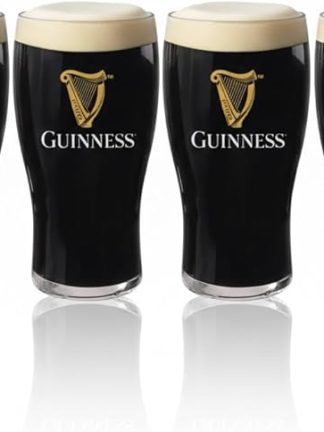 Набор из 4 фирменных пивных бокалов LORD'S ROCKS Guinness объемом 20 унций (593 мл), в форме тюльпана – классический стиль ирландского паба.