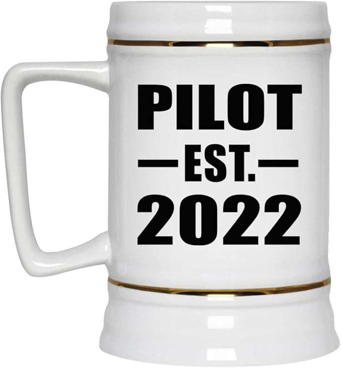 Designsify Gifts, Pilot, основана в 2022 году, керамическая кружка-бокал объемом 22 унции с ручкой для заморозки — для дня рождения, годовщины, Рождества, Дня матери, Дня отца, вечеринки, для мужчин, женщин, для него и для нее.
