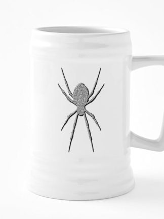 Керамическая пивная кружка CafePress с серебристым блестящим пауком, 740 мл.