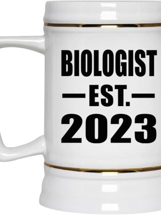 Designsify Gifts, Биолог, Основана в 2023 году, Керамическая кружка-бокал для пива объемом 22 унции с ручкой, подходит для заморозки — для дня рождения, годовщины, Рождества, Дня матери, Дня отца, вечеринки, для мужчин, женщин и него.