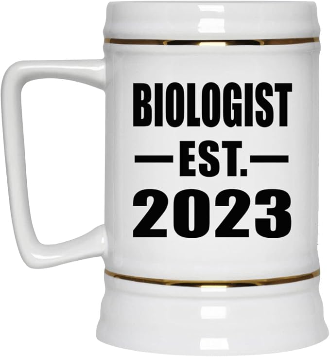 Designsify Gifts, Биолог, Основана в 2023 году, Керамическая кружка-бокал для пива объемом 22 унции с ручкой, подходит для заморозки — для дня рождения, годовщины, Рождества, Дня матери, Дня отца, вечеринки, для мужчин, женщин и него.