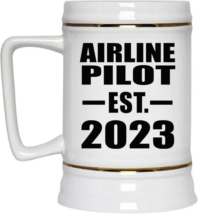 Designsify Gifts, Airline Pilot, основана в 2023 году, керамическая кружка-бокал объемом 22 унции с ручкой для заморозки — для дня рождения, годовщины, Рождества, Дня матери, Дня отца, вечеринки, для мужчин и женщин.