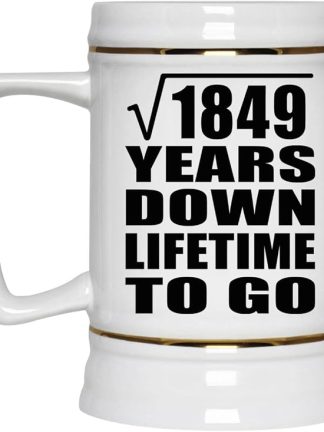 Подарки от Designsify, 43-я годовщина, квадратный корень из 1849 лет, керамическая кружка-бокал объемом 22 унции с ручкой для заморозки — для дня рождения, Рождества, Дня матери, Дня отца, вечеринки.