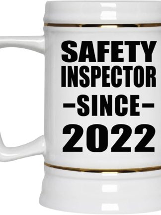 Designsify Gifts, Инспектор по технике безопасности с 2022 года, Керамическая кружка-бокал объемом 22 унции с ручкой для заморозки — для дня рождения, годовщины, Рождества, Дня матери, Дня отца, вечеринки, для мужчин, женщин, для него и для нее.