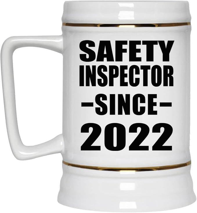 Designsify Gifts, Инспектор по технике безопасности с 2022 года, Керамическая кружка-бокал объемом 22 унции с ручкой для заморозки — для дня рождения, годовщины, Рождества, Дня матери, Дня отца, вечеринки, для мужчин, женщин, для него и для нее.