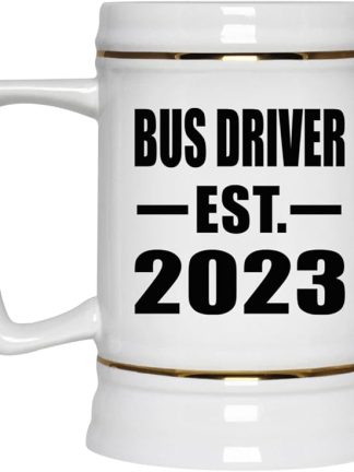 Designsify Gifts, Водитель автобуса, Основана в 2023 году, Керамическая кружка-бокал объемом 22 унции с ручкой для заморозки - для дня рождения, годовщины, Рождества, Дня матери, Дня отца, вечеринки, для мужчин, женщин и него.