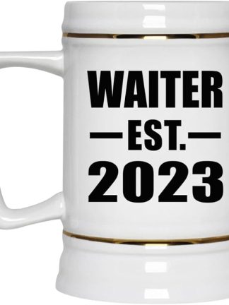 Designsify Gifts, Waiter, основано в 2023 году, керамическая кружка-бокал объемом 22 унции с ручкой для заморозки — для дня рождения, годовщины, Рождества, Дня матери, Дня отца, вечеринки, для мужчин, женщин, для него и для нее.