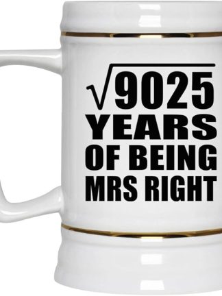 Подарки от Designsify, 95-я годовщина, квадратный корень из 9025 лет быть миссис Правильной, керамическая кружка-бокал объемом 22 унции с ручкой для заморозки — для дня рождения, Рождества, Дня матери, Дня отца, вечеринки