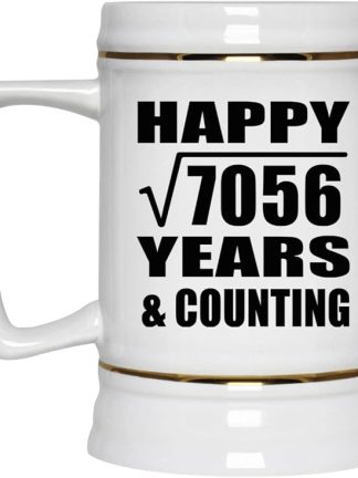 Подарки от Designsify, Счастливой 84-й годовщины! Квадратный корень из 7056 лет и это еще не конец! Керамическая кружка-бокал объемом 22 унции с ручкой для заморозки — для дня рождения, Рождества, Дня матери, Дня отца и вечеринки.