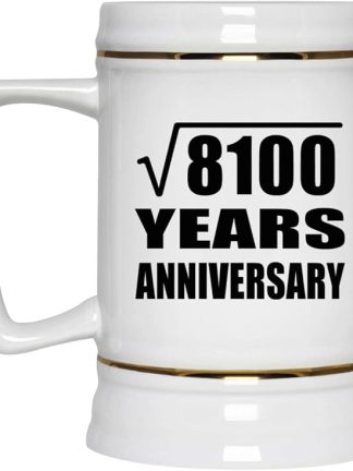 Подарки от Designsify, 90-летие, квадратный корень из 8100 лет, керамическая кружка-бокал объемом 22 унции с ручкой для заморозки — для дня рождения, Рождества, Дня матери, Дня отца, вечеринки.