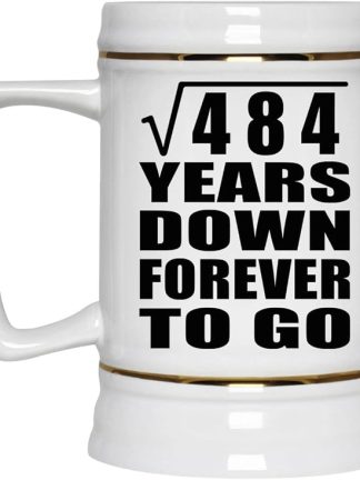 Подарки от Designsify, 22-я годовщина, квадратный корень из 484 лет, навсегда в пути, керамическая кружка-бокал объемом 22 унции с ручкой для заморозки — для дня рождения, Рождества, Дня матери, Дня отца, вечеринки.