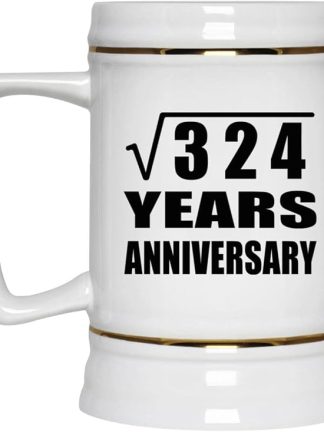 Подарки от Designsify, 18-я годовщина, квадратный корень из 324 лет, керамическая кружка-бокал объемом 22 унции с ручкой для заморозки — для дня рождения, Рождества, Дня матери, Дня отца, вечеринки.