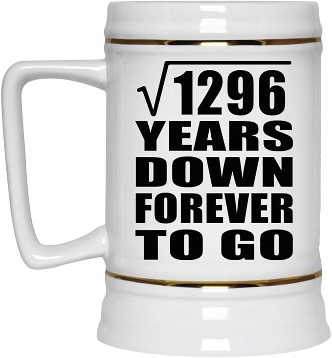 Подарки от Designsify, 36-я годовщина, квадратный корень из 1296 лет, навсегда, керамическая кружка-бокал объемом 22 унции с ручкой для заморозки — для дня рождения, Рождества, Дня матери, Дня отца, вечеринки.
