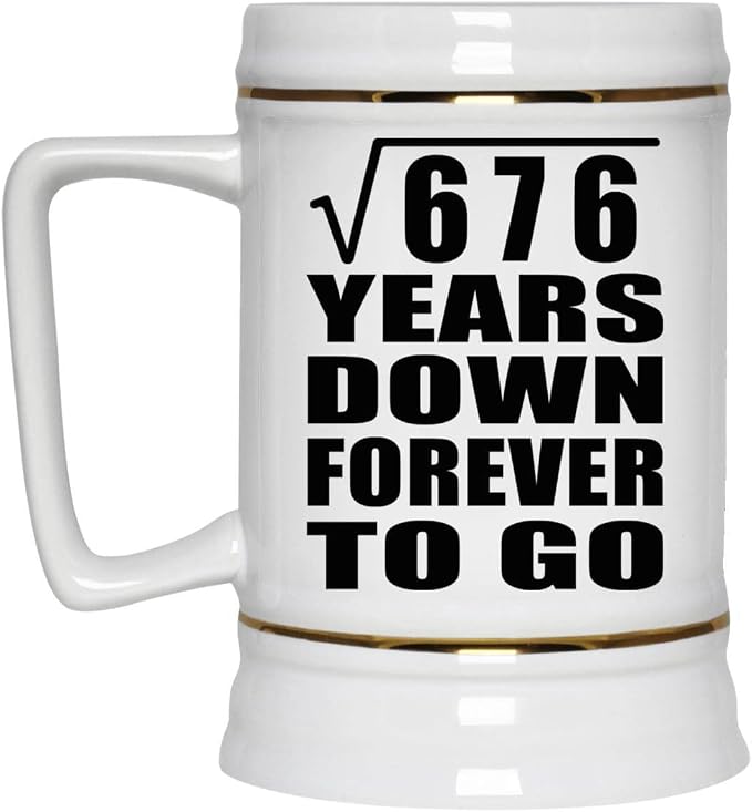 Подарки от Designsify, 26-я годовщина, квадратный корень из 676 лет, навсегда, керамическая кружка-бокал объемом 22 унции с ручкой для заморозки — для дня рождения, Рождества, Дня матери, Дня отца, вечеринки.