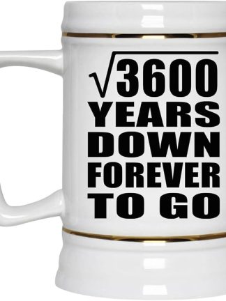 Подарки от Designsify, 60-летие, квадратный корень из 3600 лет, навсегда, керамическая кружка-бокал объемом 22 унции с ручкой для заморозки — для дня рождения, Рождества, Дня матери, Дня отца, вечеринки