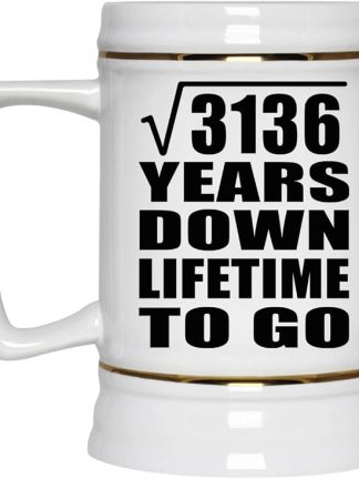 Подарки от Designsify, 56-я годовщина, квадратный корень из 3136 лет жизни, керамическая кружка-бокал объемом 22 унции с ручкой для заморозки — для дня рождения, Рождества, Дня матери, Дня отца и вечеринки.