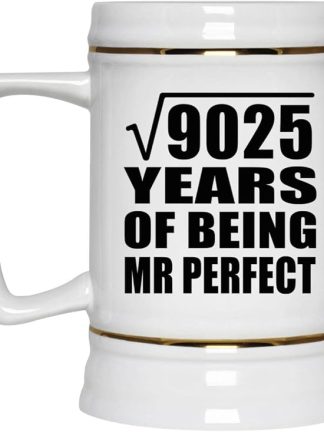 Подарки от Designsify, 95-летие «Мистера Идеального» (квадратный корень из 9025 лет), керамическая кружка-бокал объемом 22 унции с ручкой для заморозки — для дня рождения, Рождества, Дня матери, Дня отца.