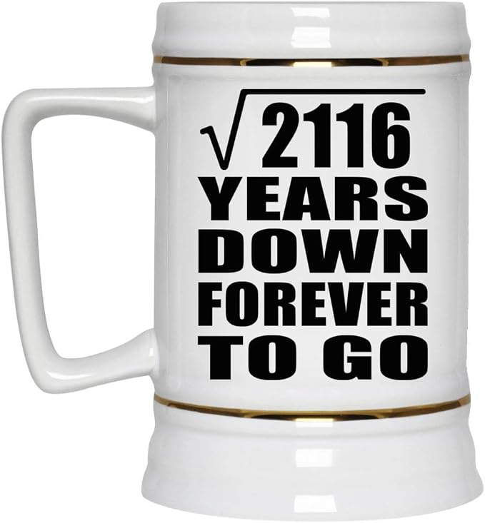 Подарки от Designsify, 46-я годовщина, квадратный корень из 2116 лет, навсегда, керамическая кружка-бокал объемом 22 унции с ручкой для заморозки — для дня рождения, Рождества, Дня матери, Дня отца, вечеринки