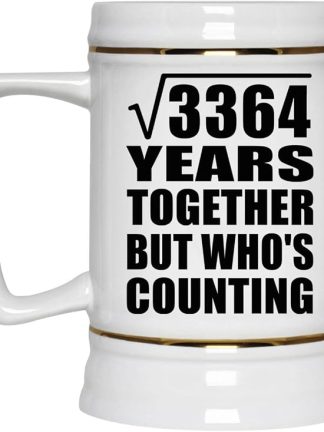 Подарки от Designsify, 58-я годовщина, квадратный корень из 3364 лет, кто считает, керамическая кружка-бокал объемом 22 унции с ручкой для заморозки — для дня рождения, Рождества, Дня матери, Дня отца, вечеринки