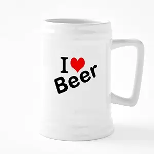 Керамическая пивная кружка CafePress «Я люблю пиво» объемом 25 унций.