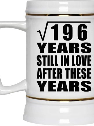 Подарки от Designsify, 14-я годовщина, квадратный корень из 196 лет, все еще любим, керамическая кружка-бокал объемом 22 унции с ручкой для заморозки — для дня рождения, Рождества, Дня матери, Дня отца, вечеринки.