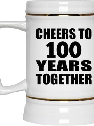 Подарки от Designsify, 100-летний юбилей: «За 100 лет вместе!», керамическая кружка-бокал объемом 22 унции с ручкой для заморозки — подарок на день рождения, Рождество, День матери, День отца, вечеринку, для мужчин, женщин и него.