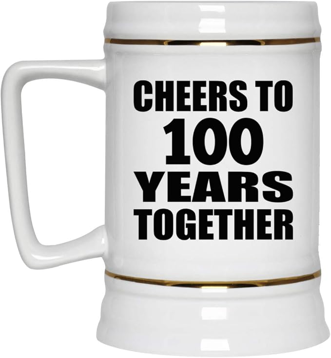 Подарки от Designsify, 100-летний юбилей: «За 100 лет вместе!», керамическая кружка-бокал объемом 22 унции с ручкой для заморозки — подарок на день рождения, Рождество, День матери, День отца, вечеринку, для мужчин, женщин и него.
