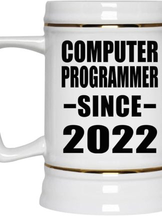 Designsify Gifts, Программист с 2022 года, Керамическая кружка-бокал объемом 22 унции с ручкой для заморозки - для дня рождения, годовщины, Рождества, Дня матери, Дня отца, вечеринки, для мужчин, женщин, для него и для нее